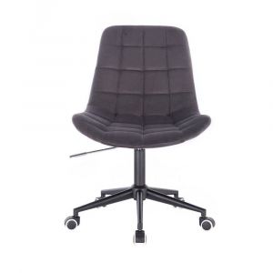 Židle PARIS VELUR na černé podstavě s kolečky - šedá