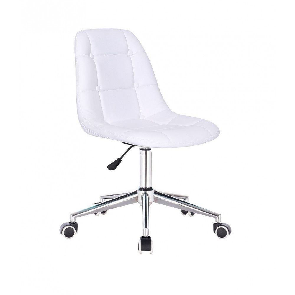 Židle SAMSON na stříbrné podstavě s kolečky -  bílá