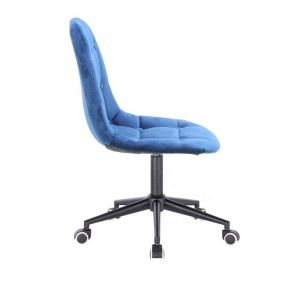 Židle SAMSON VELUR na černé podstavě s kolečky - modrá