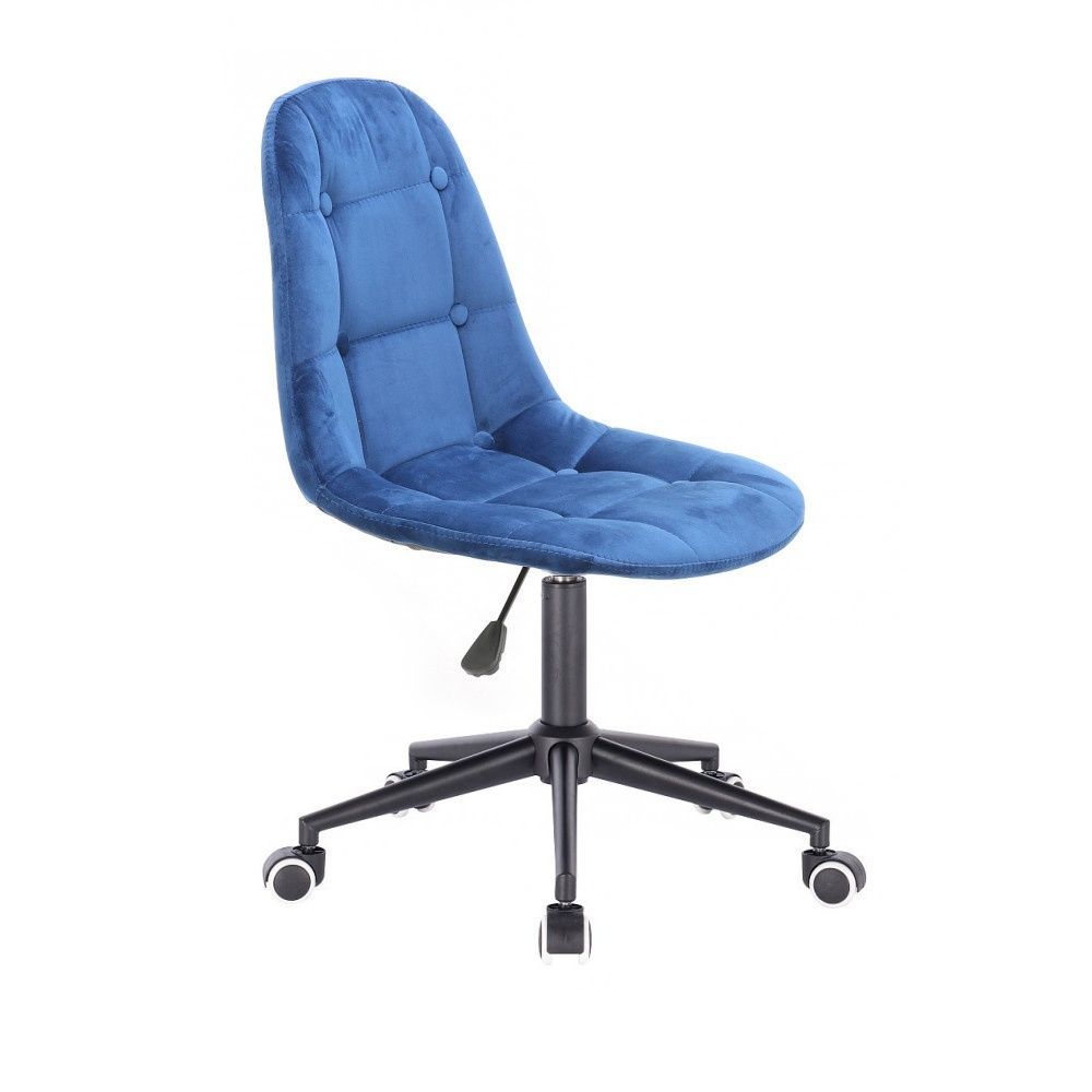 Židle SAMSON VELUR na černé podstavě s kolečky - modrá