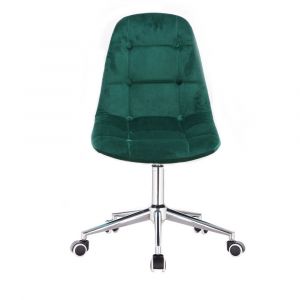 Židle SAMSON VELUR na stříbrné podstavě s kolečky - zelená