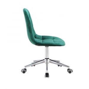 Židle SAMSON VELUR na stříbrné podstavě s kolečky - zelená