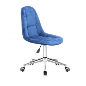 Židle SAMSON VELUR na stříbrné podstavě s kolečky - modrá