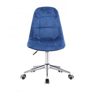 Židle SAMSON VELUR na stříbrné podstavě s kolečky - modrá