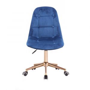 Židle SAMSON VELUR na zlaté podstavě s kolečky - modrá