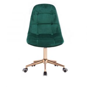 Židle SAMSON VELUR na zlaté podstavě s kolečky - zelená