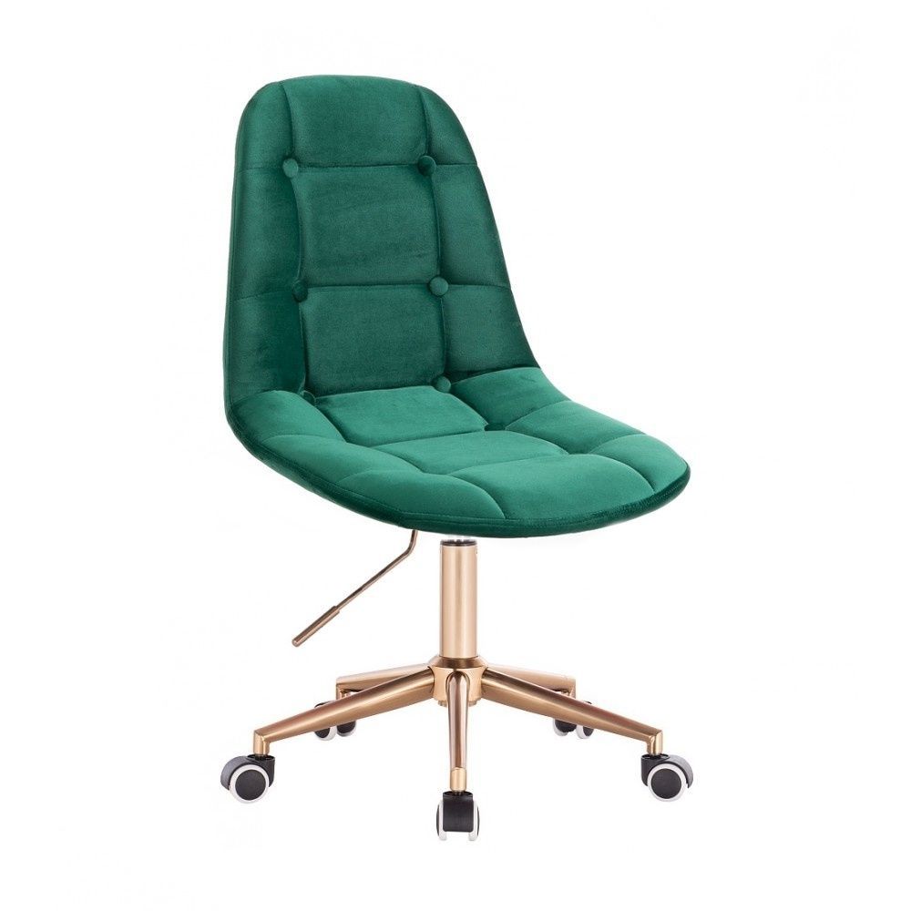 Židle SAMSON VELUR na zlaté podstavě s kolečky - zelená