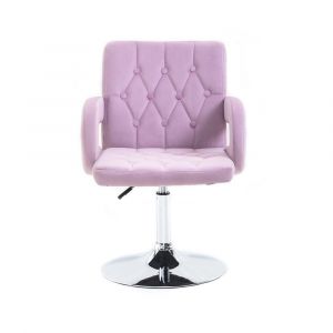 Kosmetická židle BOSTON VELUR na stříbrném talíři - fialový vřes