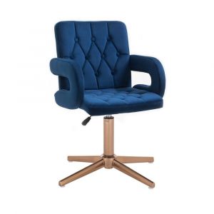Nabízíme široký sortiment židlí a křesel, herní ži Kosmetická židle BOSTON VELUR na zlatém kříži - modrá LuxuryForm