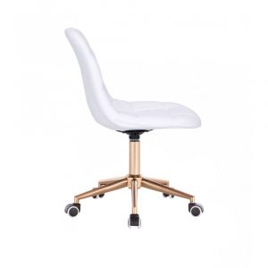Kosmetická židle SAMSON na zlaté podstavě s kolečky - bílá