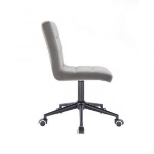 Kosmetická židle TOLEDO VELUR na černé podstavě s kolečky - světle šedá