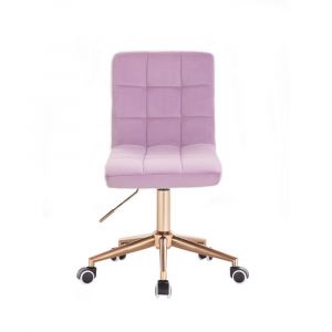 Kosmetická židle TOLEDO VELUR na zlaté podstavě s kolečky - fialový vřes