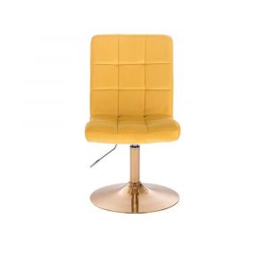 Kosmetická židle TOLEDO VELUR na zlatém talíři - žlutá