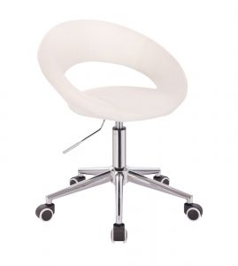Židle NAPOLI na stříbrné podstavě s kolečky - bílá