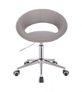 Židle NAPOLI na stříbrné podstavě s kolečky - šedá