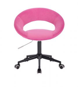 Židle NAPOLI VELUR na černé podstavě s kolečky - růžová