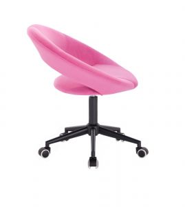 Židle NAPOLI VELUR na černé podstavě s kolečky - růžová