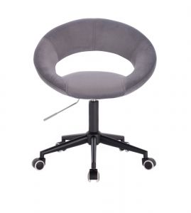 Židle NAPOLI VELUR na černé podstavě s kolečky - tmavě šedá
