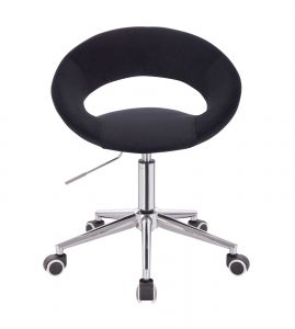  Židle NAPOLI VELUR na stříbrné podstavě s kolečky - černá