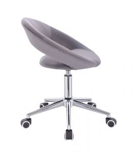 Židle NAPOLI VELUR na stříbrné podstavě s kolečky - tmavě šedá
