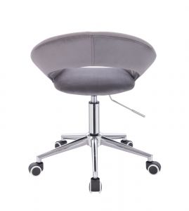 Židle NAPOLI VELUR na stříbrné podstavě s kolečky - tmavě šedá