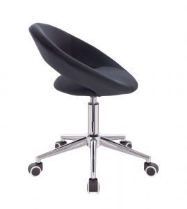  Židle NAPOLI VELUR na stříbrné podstavě s kolečky - černá