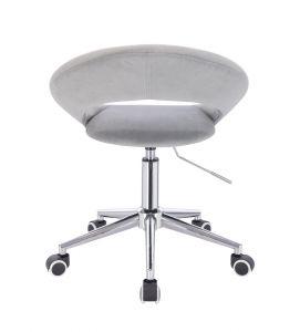 Židle NAPOLI VELUR na stříbrné podstavě s kolečky - světle šedá