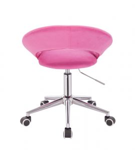 Židle NAPOLI VELUR na stříbrné podstavě s kolečky - růžová