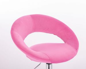 Židle NAPOLI VELUR na stříbrné podstavě s kolečky - růžová