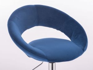 Židle NAPOLI VELUR na stříbrné podstavě s kolečky - modrá