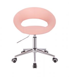  Kosmetická židle NAPOLI na stříbrné podstavě s kolečky - růžová