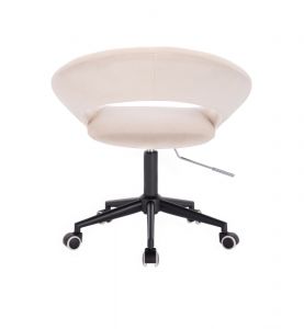 Kosmetická židle NAPOLI VELUR na černé podstavě s kolečky - krémová