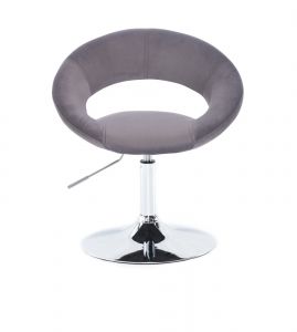Kosmetická židle NAPOLI VELUR na stříbrném talíři - tmavě šedá