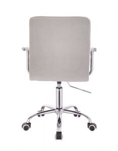 Kosmetická židle VERONA VELUR na stříbrné podstavě s kolečky - světle šedá