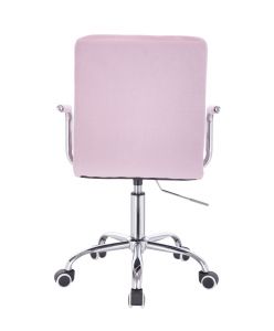 Kosmetická židle VERONA VELUR na stříbrné podstavě s kolečky - fialový vřes 