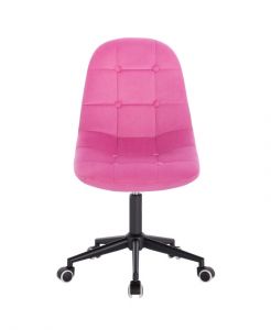 Židle SAMSON VELUR na černé podstavě s kolečky - růžová