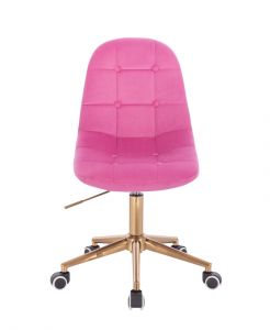 Židle SAMSON VELUR na zlaté podstavě s kolečky - růžová