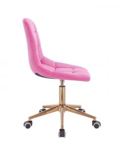 Židle SAMSON VELUR na zlaté podstavě s kolečky - růžová