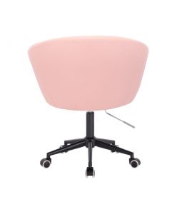 Židle VENICE na černé podstavě s kolečky - růžová