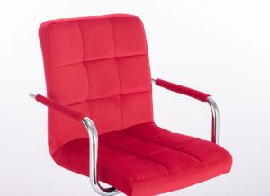 Židle VERONA VELUR na černé podstavě s kolečky - červená