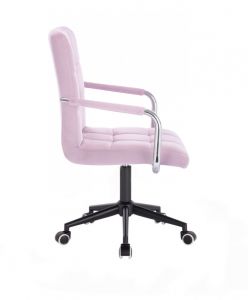 Židle VERONA VELUR na černé podstavě s kolečky - fialový vřes