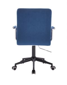  Židle VERONA VELUR na černé podstavě s kolečky - modrá