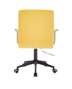 Židle VERONA VELUR na černé podstavě s kolečky - žlutá