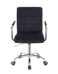 Židle VERONA VELUR na stříbrné podstavě s kolečky - černá