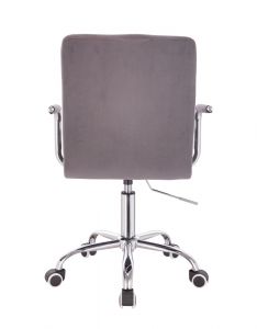  Židle VERONA VELUR na stříbrné podstavě s kolečky - tmavě šedá