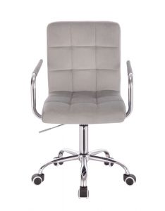 Židle VERONA VELUR na stříbrné podstavě s kolečky - světle šedá