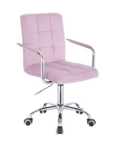  Židle VERONA VELUR na stříbrné podstavě s kolečky - fialový vřes