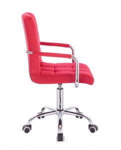 Židle VERONA VELUR na stříbrné podstavě s kolečky - červená
