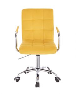 Židle VERONA VELUR na stříbrné podstavě s kolečky - žlutá