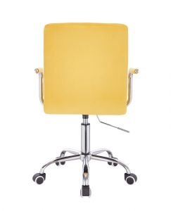 Židle VERONA VELUR na stříbrné podstavě s kolečky - žlutá